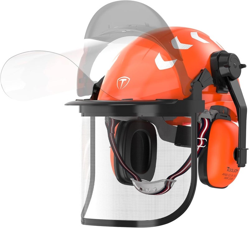 TOOLIOM Chainsaw Helmet with Face Shield and Ear Muffs, Forestry Safety Helmet, ANSI Z89.1 Certified Arborist Helmet, Chainsaw Safety Equipment (with Anti-Fog Goggles) - Image 1